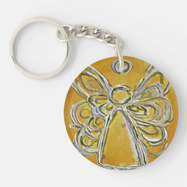 Gult Guardian Angel Anpassningsbar Keychain (Framsidan)
