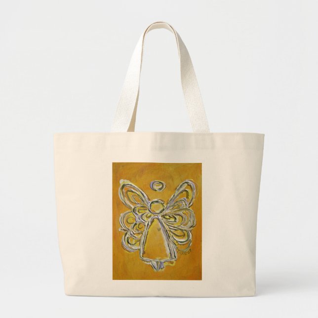 Gult Guardian Angel Art Anpassningsbar Tote Bag Jumbo Tygkasse (Framsidan)