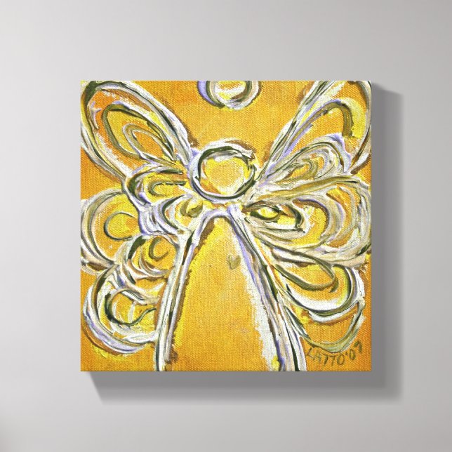 Gult Guardian Angel Art Wrapped Canvas Painting (Framsida)