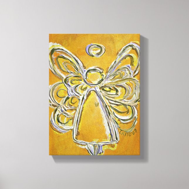 Gult Guardian Angel Art Wrapped Canvas Painting (Framsida)