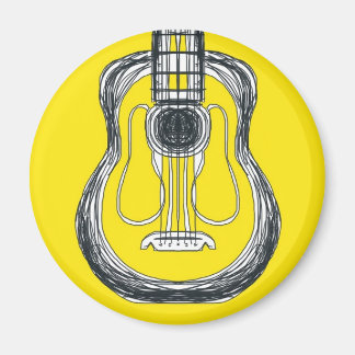 Gult Guitar Monster Ansikte Magnet