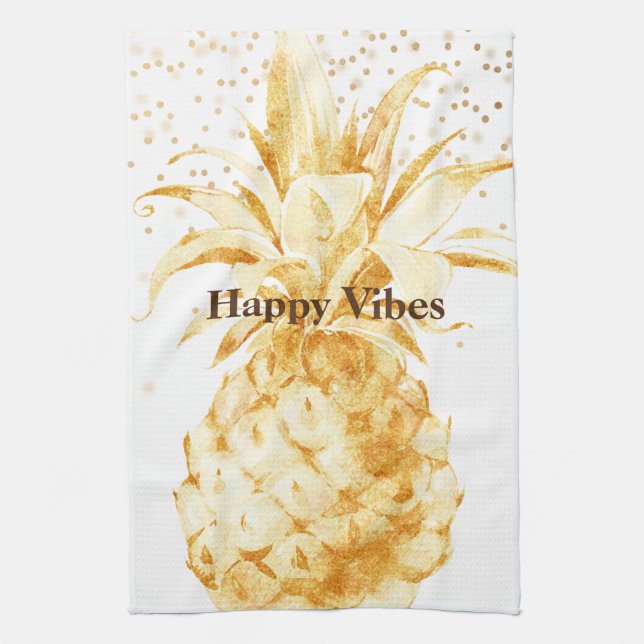 Gult Guld ananas Kökshandduk (Vertikal)