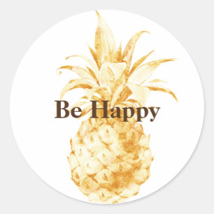 Gult Guld ananas konfetti Runt Klistermärke