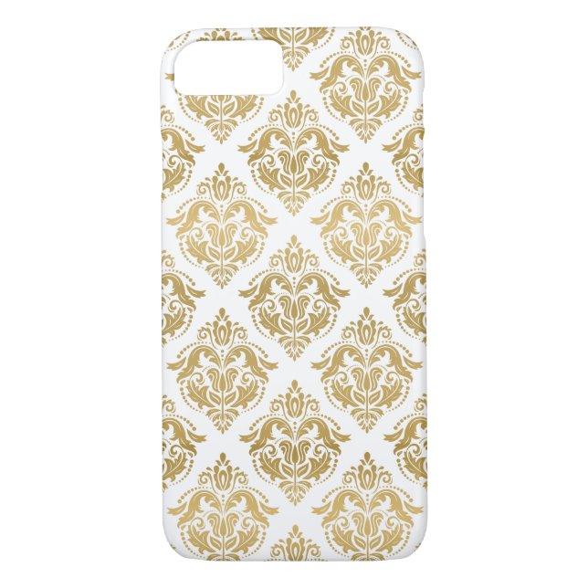 Gult Guld Blommigt Damaskaskasker Geometric Mönste Case-Mate iPhone Skal (Baksida)