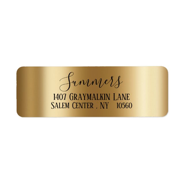 gult guld Brushed Metall Adress Returadress Etikett (Framsidan)