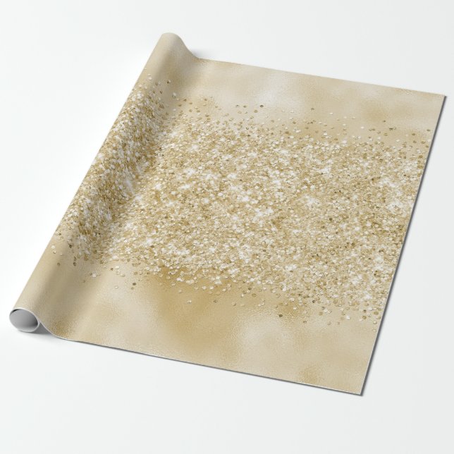 Gult Guld Confetti Glitter Presentpapper (Utrullad)