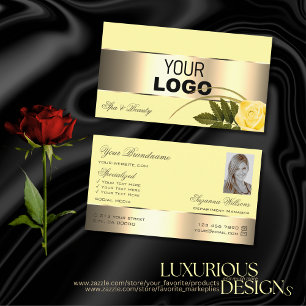 Gult Guld Decor Ro Flower med Logotyp och foto Visitkort