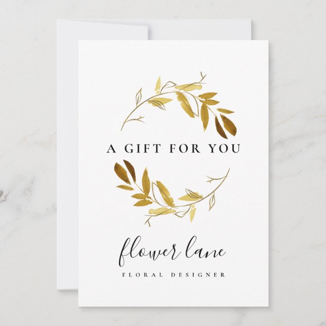 GULT GULD FAUNA WREATH GIFT CERTIFICATE CARD JULKORT (Framsida)