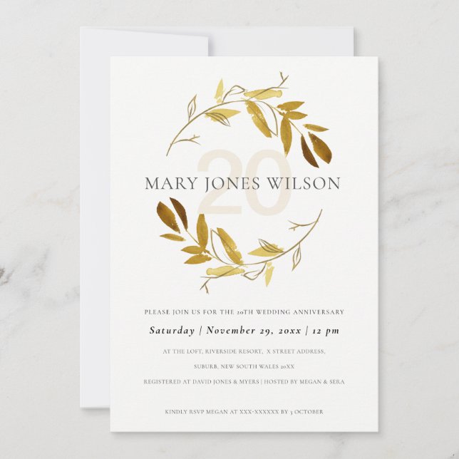 GULT GULD FAUNA WREATH VARJE ÅR ÅRSKORT TACK KORT (Framsida)