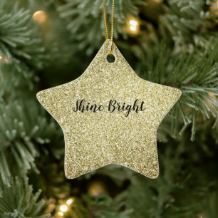 Gult Guld Glitz Glitter Julgransprydnad Keramik