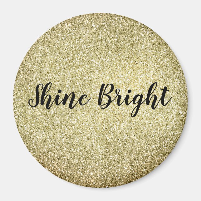 Gult Guld Glitz Glitter Magnet (Framsidan)