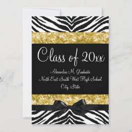 Gult Guld Gnistra Zebra Bow Studenten Inbjudan