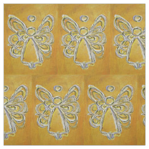 Gult Guld Guardian Angel Art Fabric Material Tyg