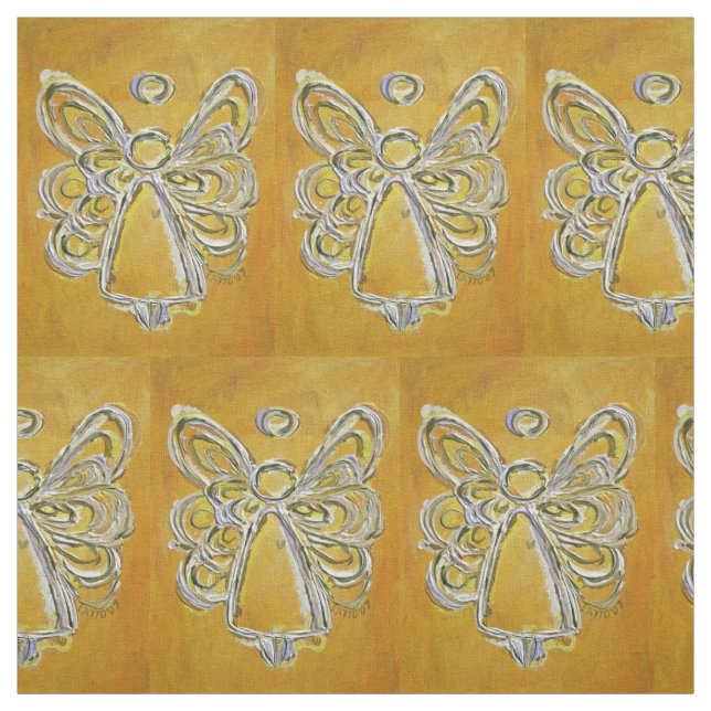 Gult Guld Guardian Angel Art Fabric Material Tyg (Provkarta)