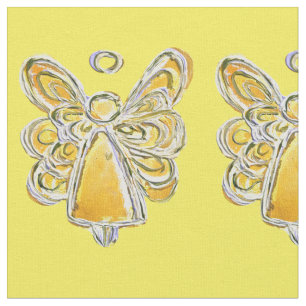 Gult Guld Guardian Angel Art Fabric Material Tyg