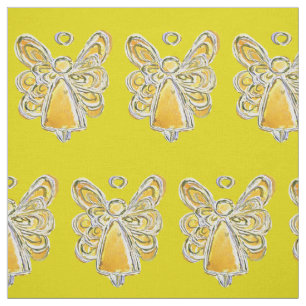 Gult Guld Guardian Angel Art Fabric Material Tyg