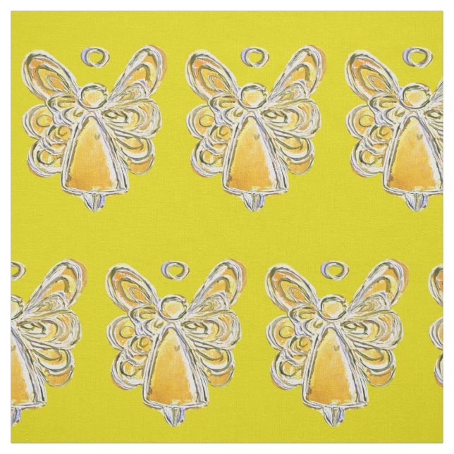 Gult Guld Guardian Angel Art Fabric Material Tyg (Provkarta)