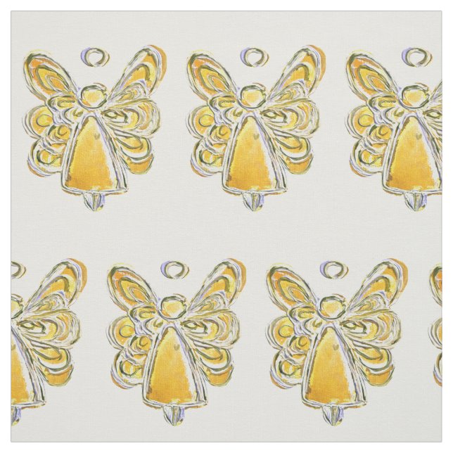 Gult Guld Guardian Angel Art Fabric Material Tyg (Provkarta)