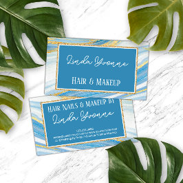 Gult Guld Light Blue Marble Agate Art Mönster Visitkort