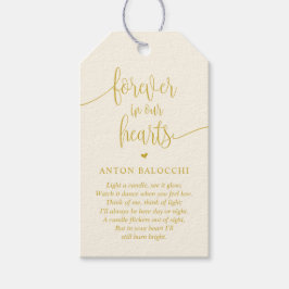 Gult Guld, minnesljus, Märkre för begravningstjäns Presentetikett