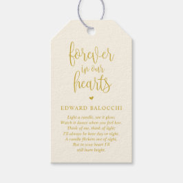 Gult Guld, minnesljus, Märkre för begravningstjäns Presentetikett