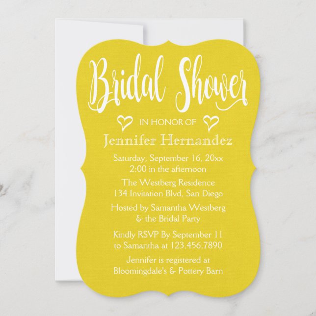 Gult Guld Möhippa White Hearts Bröllop Inbjudningar (Framsida)