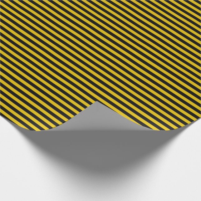 Gult Guld och Black Stripe Presentpapper (Hörn)