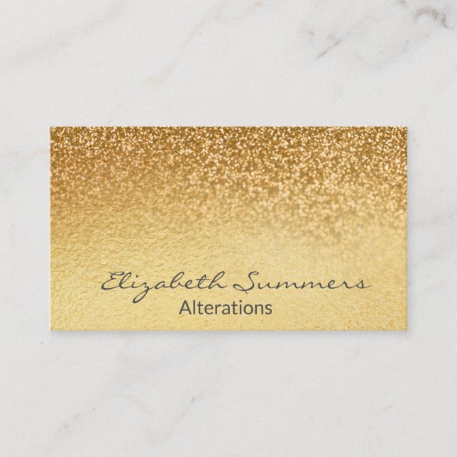 Gult Guld Ombre Glitter Metallic Foil Elegant Visitkort (Framsida)
