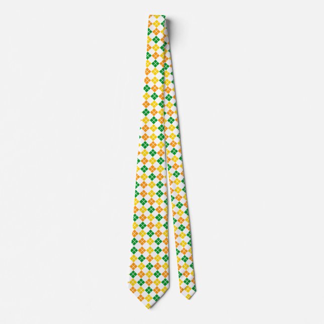 Gult-Guld orange och grön Argyle beställnings- Tie Slips (Framsida)