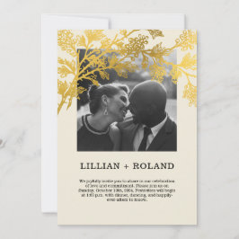 Gult & Guld par Photo Rustic Collage Bröllop Inbjudningar