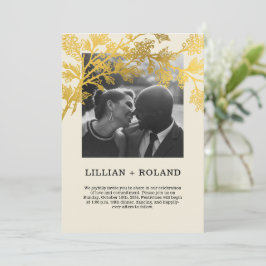 Gult & Guld par Photo Rustic Collage Bröllop Inbjudningar