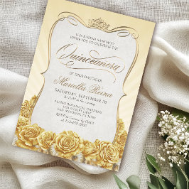 Gult Guld Quinceañera Inbjudningar