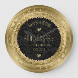 Gult Guld Ram, 25:e Bröllop-årsdagen Stor Klocka