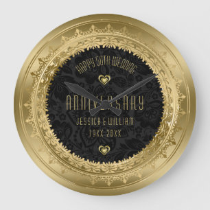 Gult Guld Ram, 25:e Bröllop-årsdagen Stor Klocka