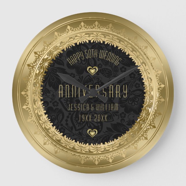 Gult Guld Ram, 25:e Bröllop-årsdagen Stor Klocka (Framsida)