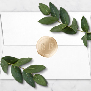 Gult Guld säl Bröllop monogram-märke för säl i Vax Runt Klistermärke