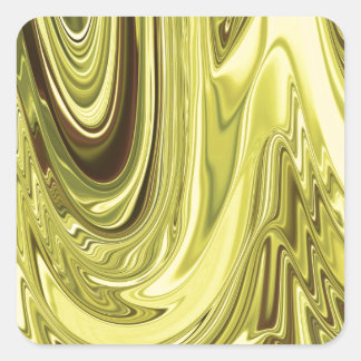 Gult Guld Shiny Foil Flowing Wave Design Mönster Fyrkantigt Klistermärke