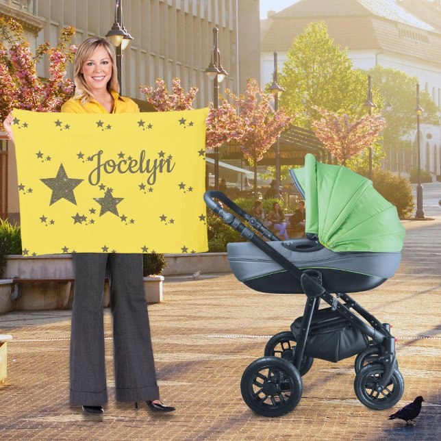 Gult Guld Stars Anpassningsbar Small Fleece Blanke (Skapare uppladdad)
