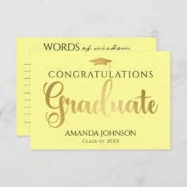 Gult Guld Student Ord i Wisdom Studenten Tilläggskort