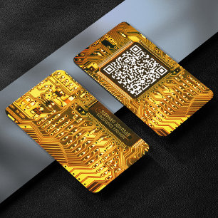Gult Guld-tryckt kretskort Anpassningsbar QR-kod Visitkort