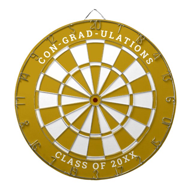 Gult Guld & Vita Studenten | ANPASSNINGSBAR Darttavla (Framsidan)
