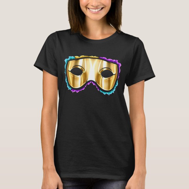 Gult guldmask för Mardi Gras 1 T Shirt (Framsida)