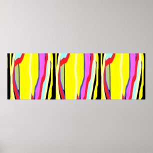 Gult Gulfärgad abstrakt art hippie stil Poster