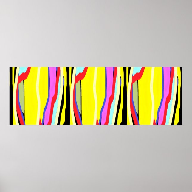 Gult Gulfärgad abstrakt art hippie stil Poster (Framsidan)