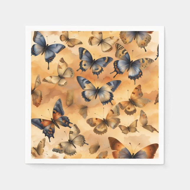 Gult, gult av sand, krets, blått vattenfärgsknapp pappersservett (Framsidan)