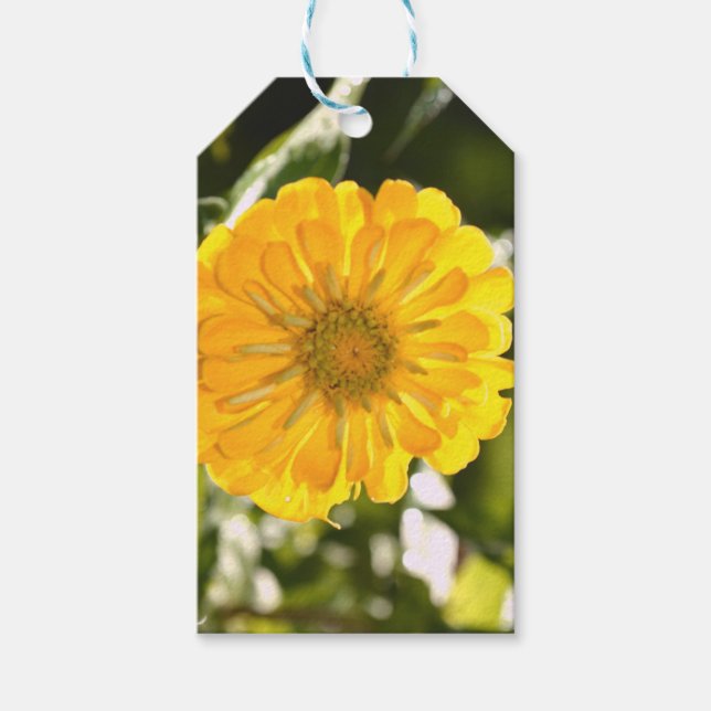 Gult, gult, gult, blommigt presentetikett (Framsidan)