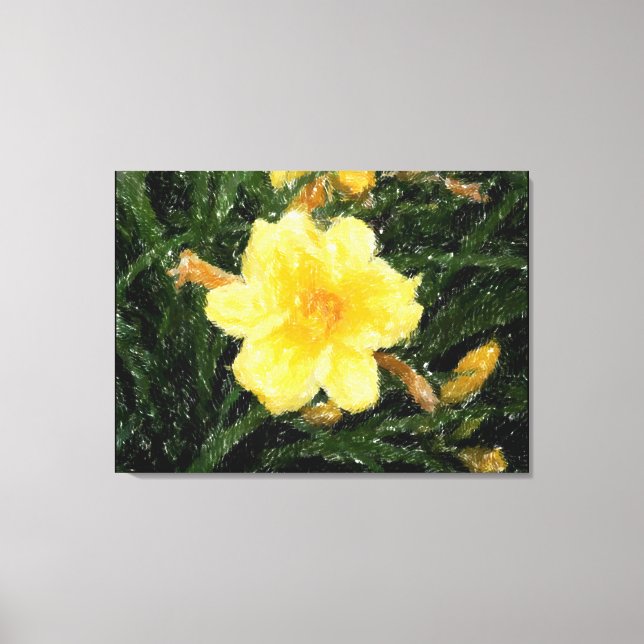 Gult Gult Narcicusblommans naturart Originalkonst Canvastryck (Framsida)
