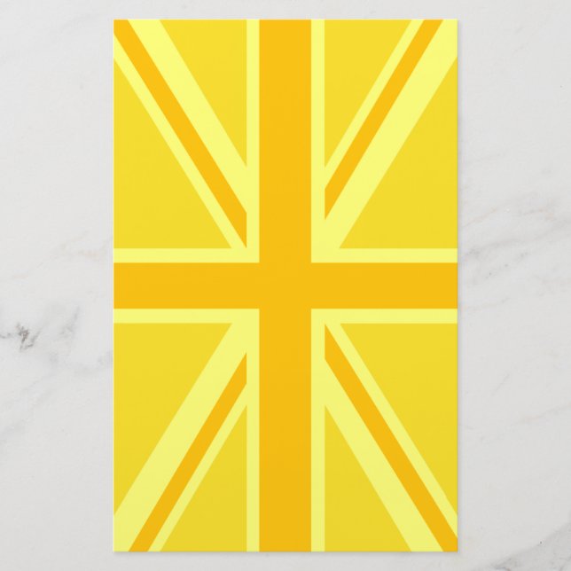 Gult Gult Union Jack British Flagga Background Brevpapper (Framsida)
