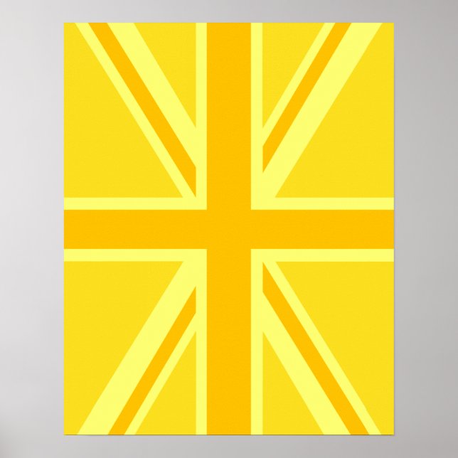Gult Gult Union Jack British Flagga Background Poster (Framsidan)