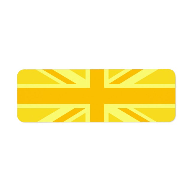 Gult Gult Union Jack British Flagga Background Returadress Etikett (Framsidan)